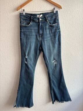 Gazoz Blue Distressed Flare Jeans Womens 32
